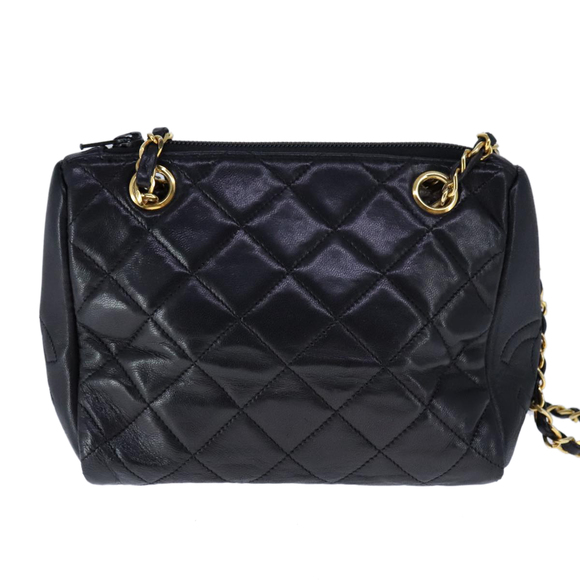 CHANEL Matelasse Chain Shoulder Bag Lamb Skin Black Gold CC Auth 109056 - Picture 13 of 16